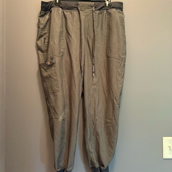 MEDCOUTURE Pants - Med Couture Scrub Jogger Pants Womens XL Gray Drawstring Pockets Ribbed